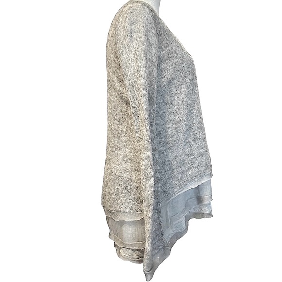 Anthropologie Knitted & Knotted Irina Tiered Alpaca Wool Knit Gray Sweater Large - Picture 8 of 10